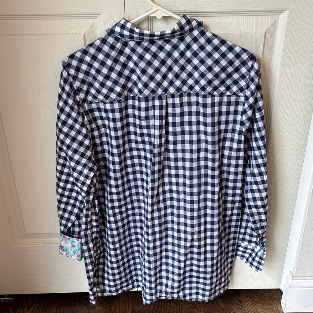 Talbots Navy White Gingham Checkered Button-Up Co… - image 8
